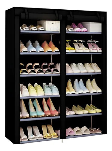Zapatera Mueble Organizador 12 Compartimentos Para 36 Pares Practiksa Color Negro